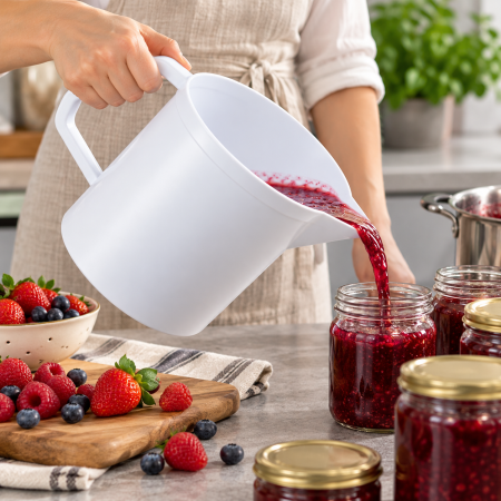 Totul pentru Cofetarie, Patiserie,Pizza - Cana gradata cu maner inhis alba- 5 L