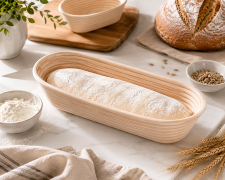 Totul pentru Brutarie - Cos dospire oval ratan / baneton 43x14 cm - 2kg