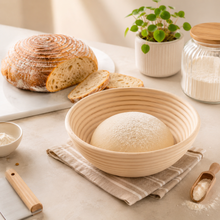 Totul pentru Brutarie - Cos dospire rotund ratan / baneton, Ø28 cm