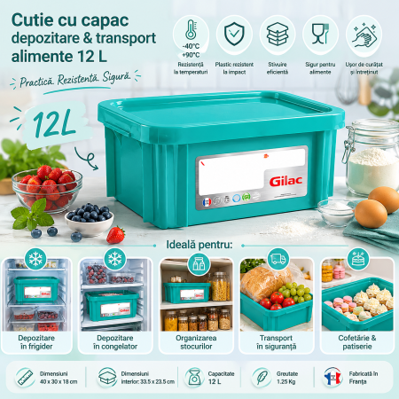 Accesorii Horeca/Depozitare/Transport - Cutie Cu Capac Depozitare - Transport Alimente 12 L - G119511