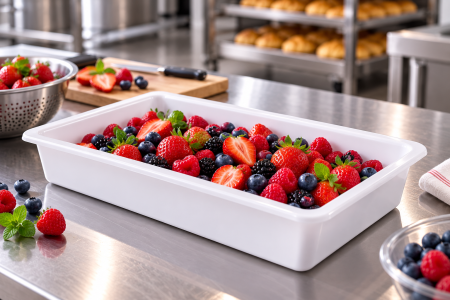 Accesorii Horeca/Depozitare/Transport - Cutie depozitare transport din plastic rezistent alb 8 L