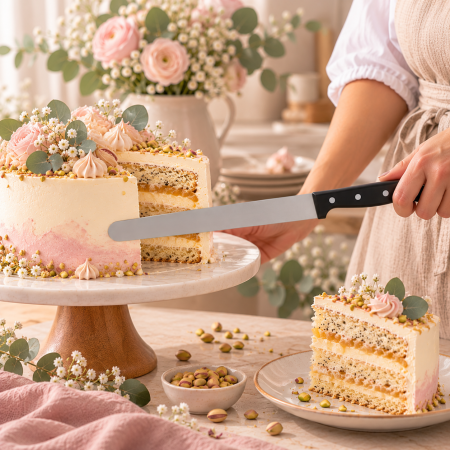Totul pentru Cofetarie, Patiserie,Pizza - Cutit cofetar lama neteda L 26 cm
