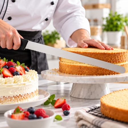Totul pentru Cofetarie, Patiserie,Pizza - Cutit cofetar lama ondulata L 36 cm