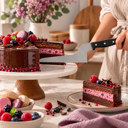 Totul pentru Cofetarie, Patiserie,Pizza - Cutit tort lama zimtata L 22 cm