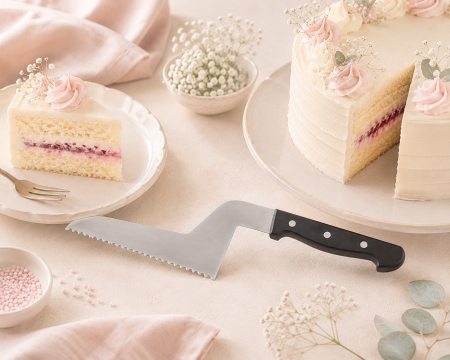 Decupatoare, Cutite - Cutit tort lama zimtata L 22 cm
