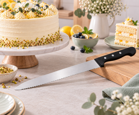 Totul pentru Cofetarie, Patiserie,Pizza - Cutit tort lama zimtata L 23 cm