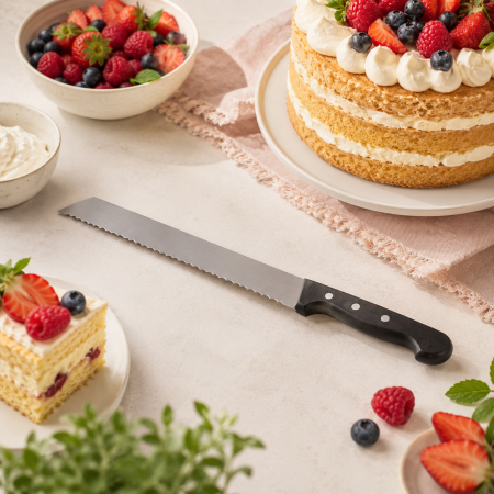 Decupatoare, Cutite - Cutit tort lama zimtata L 31 cm