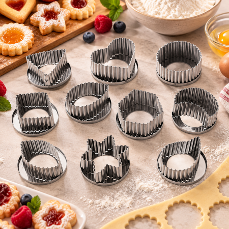 Totul pentru Cofetarie, Patiserie,Pizza - Decupatoare inox Craciun ondulate Ø 5 cm