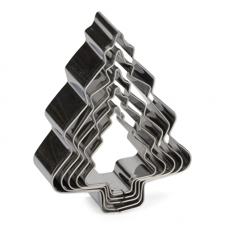 Decupatoare Sarbatori - Decupatoare Inox Forma Brad Craciun, Cutie 5buc