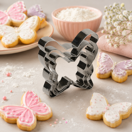 Totul pentru Cofetarie, Patiserie,Pizza - Decupatoare inox forma fluture cutie 3 buc