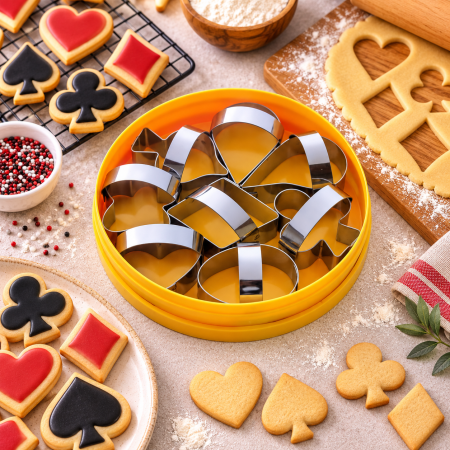 Totul pentru Cofetarie, Patiserie,Pizza - Decupatoare inox forme cards cutie 8 buc