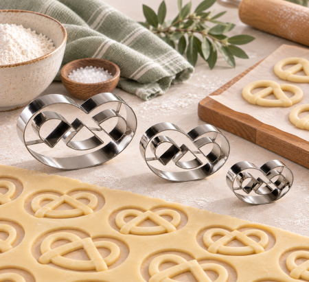 Totul pentru Cofetarie, Patiserie,Pizza - Decupatoare inox forme covrigi set 3 buc