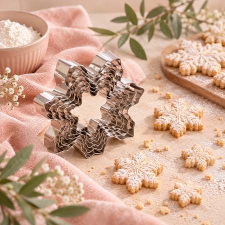 Totul pentru Cofetarie, Patiserie,Pizza - Decupatoare inox fulg de zapada cutie 5 buc