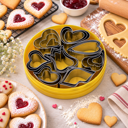 Totul pentru Cofetarie, Patiserie,Pizza - Decupatoare inox inima cutie 24 buc