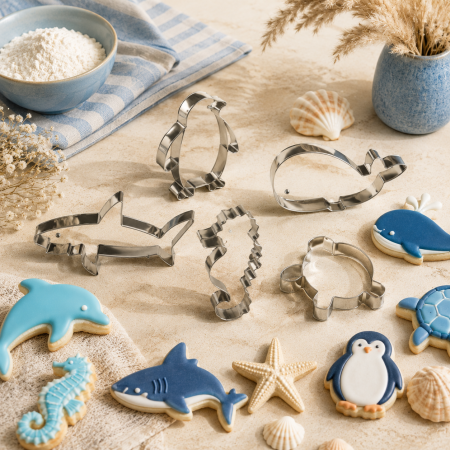 Decupatoare - Decupatoare inox set 5 buc animale oceanice