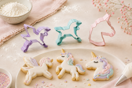 Totul pentru Cofetarie, Patiserie,Pizza - Decupatoare inox unicorn, cutie  3 piese