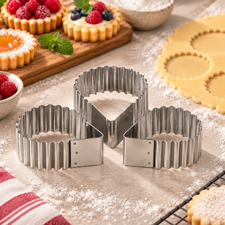 Totul pentru Cofetarie, Patiserie,Pizza - Decupator inox Arici ondulat Ø 6.7 cm / 7.5 cm / 9 cm