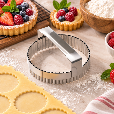 Totul pentru Cofetarie, Patiserie,Pizza - Decupator inox Rotund Ondulat Ø14.5 cmm