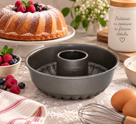 Totul pentru Cofetarie, Patiserie,Pizza - Forma de Copt Rotunda, con Teflonat WALTER - 2.95l
