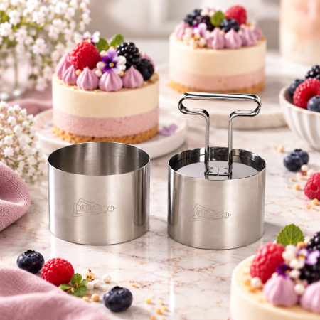 Forme Metal - Forma inox rotunda mousse set 2 piese cu extractor Ø 70mm