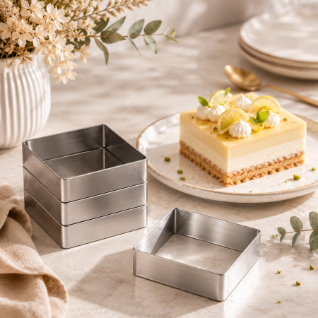 Formă Patrată pentru Patiserie Ø 8cm- Set 4 bucati