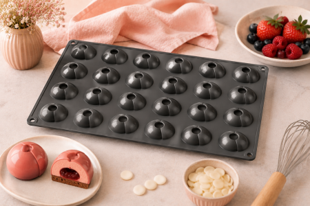Totul pentru Cofetarie, Patiserie,Pizza - Forma silicon luna 60x40 cm 24 cavitati