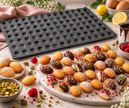 Totul pentru Cofetarie, Patiserie,Pizza - Forma silicon madeleine 60x40 cm 84 cavitati