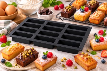 Totul pentru Cofetarie, Patiserie,Pizza - Forma silicon MINI CAKE 11 x 6 x h4 cm, 12 cavitati