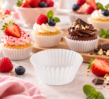 Totul pentru Cofetarie, Patiserie,Pizza - Forme Pentru Briose- h 18 mm ALB - Set 1000 bucati