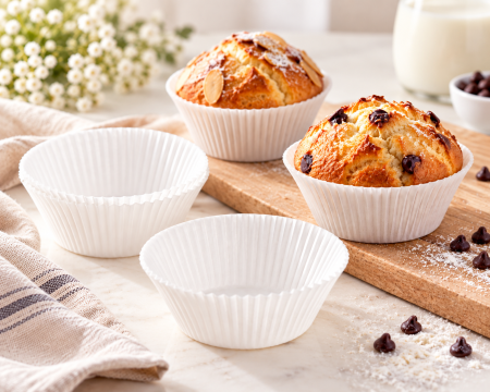 Totul pentru Cofetarie, Patiserie,Pizza - Forme Pentru Briose- h 45 mm ALB - Set 1000 bucati