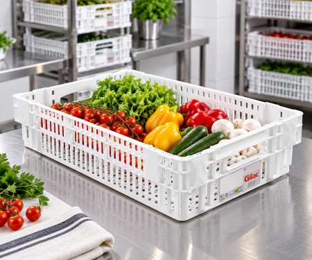 Accesorii Horeca/Depozitare/Transport - Lada perforata depozitare transport alimente semipreparate 27 L