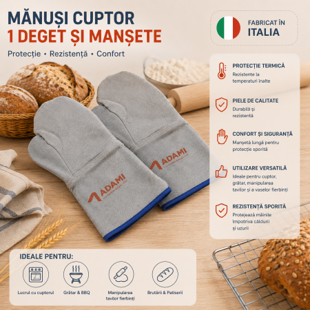Manusi, Echipamente Protectie - Manusi cuptor 1 deget si mansete- protectie termica profesionala
