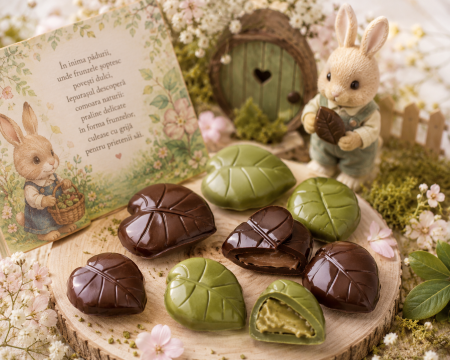 Matrita policarbonat frunza 3D - 18 praline ciocolata