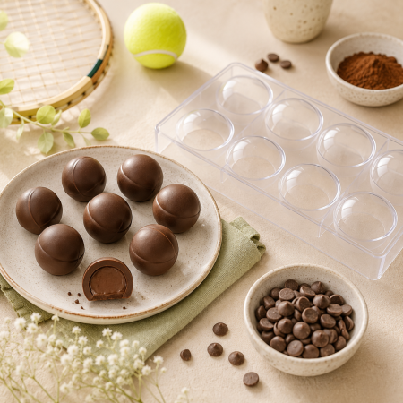 Matrite ciocolaterie - Matrita policarbonat hobby minge tenis 8 praline