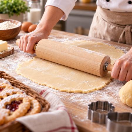 Totul pentru Cofetarie, Patiserie,Pizza - Merdenea lemn cu tija rulare Ø9x25 cm