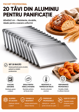 Accesorii pizza - 20 tavi din aluminiu perforat 60x40