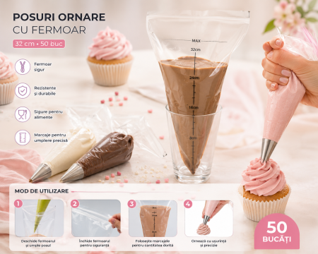 Posuri Ornare Cu Fermoar, 32cm -  set 50 buc