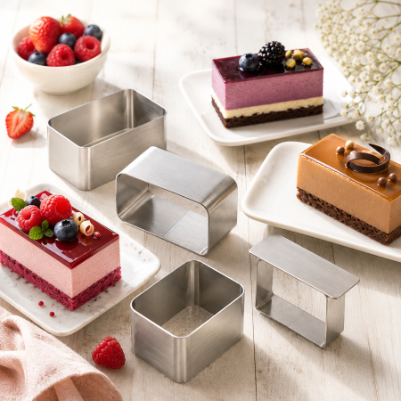 Matrice Patiserie - Rama inox dreptunghi curbat 7.5 xh 4.5cm