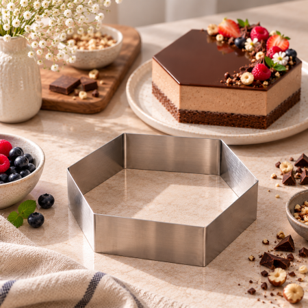 Totul pentru Cofetarie, Patiserie,Pizza - Rama inox forma hexagon 18xh5 cm