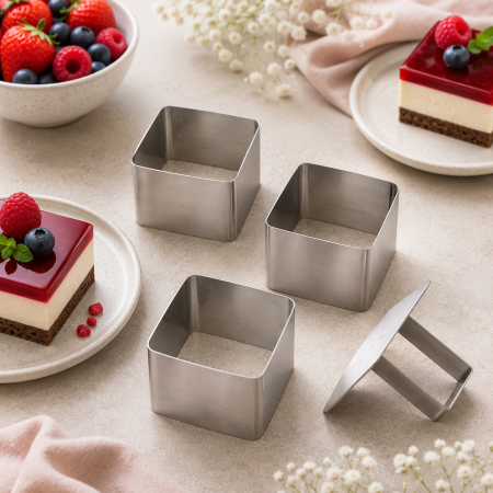 Matrice Patiserie - Rama inox patrat curbat 6.5xh4.5 cm