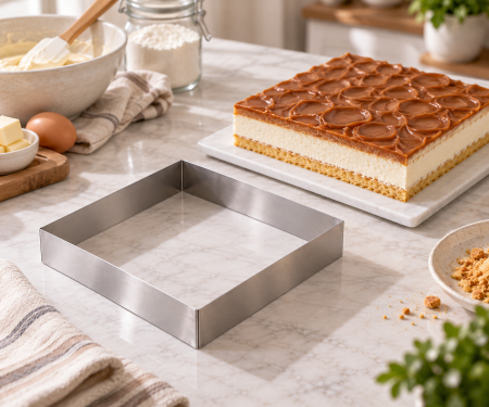 Totul pentru Cofetarie, Patiserie,Pizza - Rama inox patrata 20x20xh5 cm