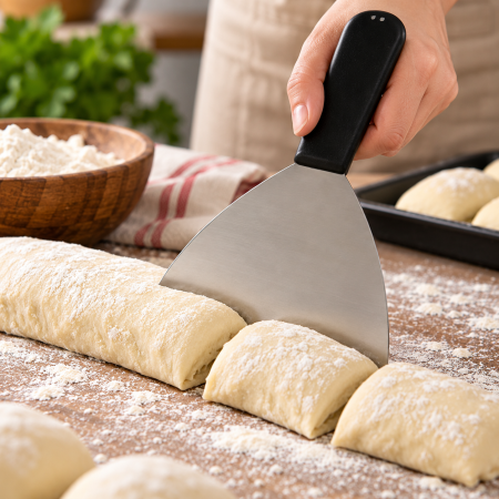 Totul pentru Cofetarie, Patiserie,Pizza - Rascheta aluat inox 12.4x12 cm