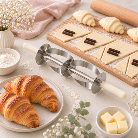 Ustensile, Accesorii Cofetarie, Patiserie - Rola dubla pentru taiat croissante 18xh20 cm