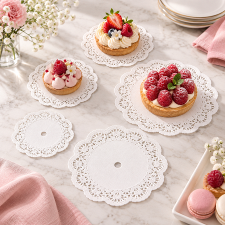 Totul pentru Cofetarie, Patiserie,Pizza - Set 4 tortite decorative rotunde pentru prajituri