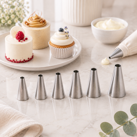 Duiuri, Sprituri Decorare - Set Duiuri  Sprituri Profesionale Forma Rotunda Inox 6 Piese