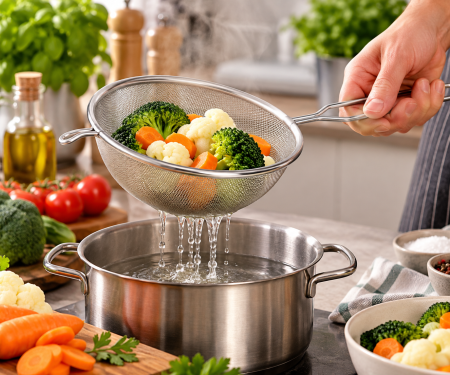 Totul pentru Cofetarie, Patiserie,Pizza - Strecuratoare inox cu maner Ø22 cm