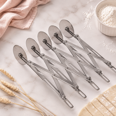 Cutite Croissant, Extensibile - Taietor aluat extensibil cu 5 role simple