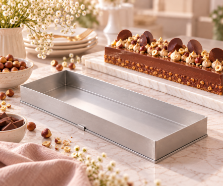 Totul pentru Cofetarie, Patiserie,Pizza - Tava cofetarie din aluminiu cu fund detasabil 580x200x50 mm