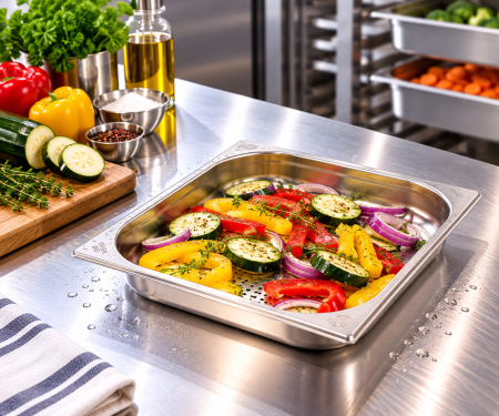 Totul pentru Cofetarie, Patiserie,Pizza - Tavă Gastronom Perforată GN1/2 h 40mm