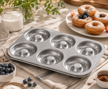 Tavi, Forme/Folii Coacere, Cosuri - Tava  Silver Top Donuts 6 cavitati